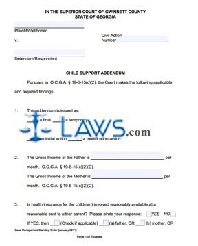 What legal forms are required for child support?