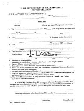 petition oklahoma form forms legal county guardianship laws instructions