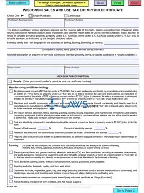 Form S 211 Wisconsin Sales and Use Tax Exemption Certificate and