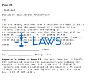 Form 25 Notice of Hearing for Appointment