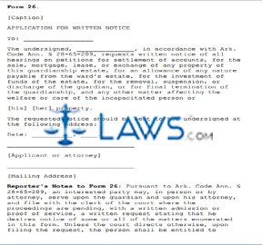 Form 26 Application for Written Notice (SAMPLE)