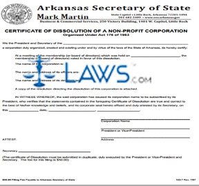 Form Articles of Dissolution of a Nonprofit Corporation (old code)  