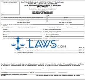 Form Dissolution or Withdrawal Franchise Tax Memo and Final Report (use with LL-04) (LLC) 