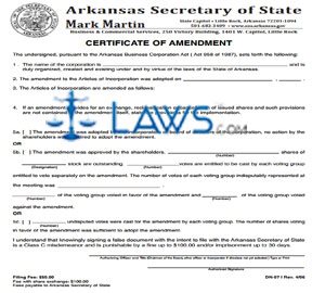 Form DN-07 Certificate of Amendment (new code - no shares exchanged) (Corporation) 
