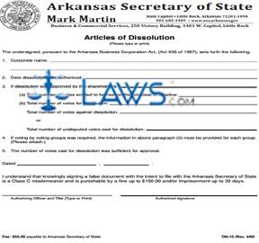 Form DN-10 Articles of Dissolution (new code) (Corporation) 