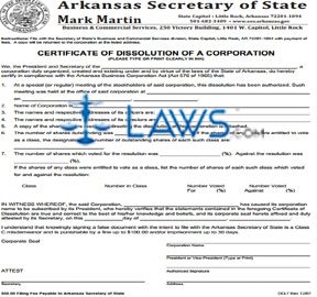 Form DO-07 Certificate of Dissolution (old code) (Corporation) 