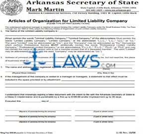 Form LL-01 Articles of Organization for a Dom. Limited Liability Co.  