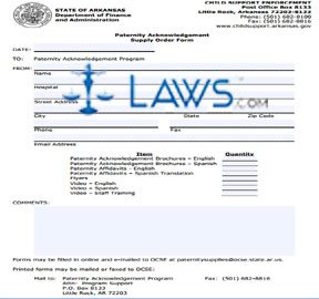 Form Paternity Acknowledgement Supply Order Form