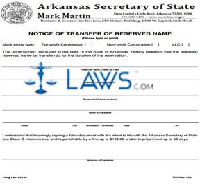 Form TRN-06 Notice of Transfer of Reserved Name (Corporation) 