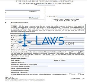 Form DR-420 Complaint for Custody of Minor Children