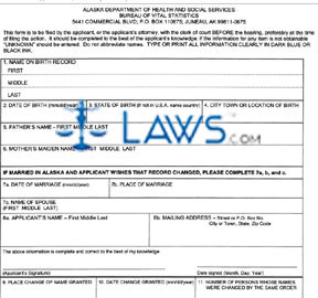 Form AK VS405 Application or Report of Change of Name 