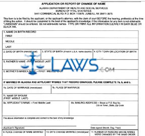 Form VS-405 Application or Report of Change of Name 