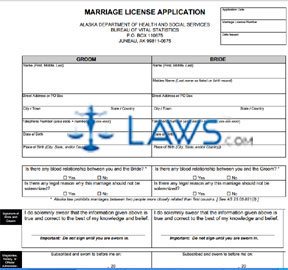 Form AK Marriage License Application 