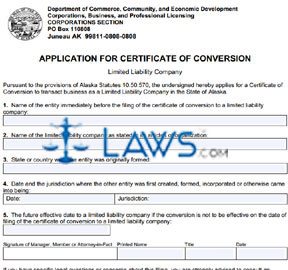 Form 08-431 Application for Certificate of Conversion 