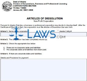 Form 08-465 Articles of Dissolution 