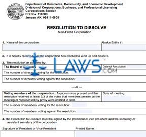 Form 08-462 Resolution to Dissolve 