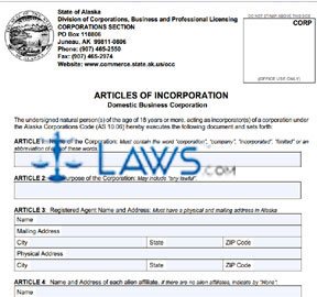 Form 08-400 Articles of Incorporation (online filing) 