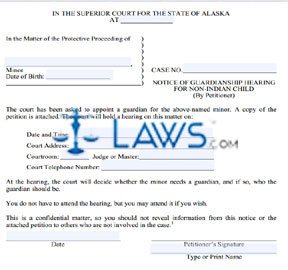 Form PG-620 Notice of Guardianship Hearing For Non-Indian Child