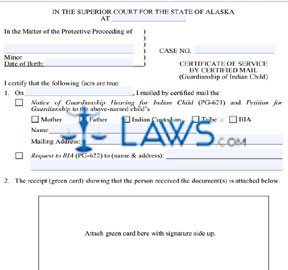 Form PG-623 Certificate of Service