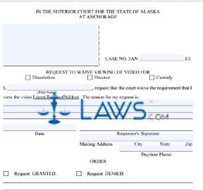 Form DR-257 Request/Order Re Video (Anchorange) 