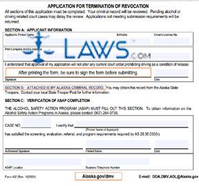 Form 402 Appliaction for Terminaton of Revocation