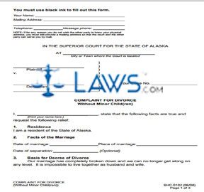 Form SHC-0102 Complaint for Divorce Without Minor Child(ren)