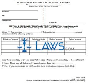Form SHC-1144 Motion & Affidavit for Grandparent Visitation(Post-Judgment)
