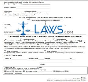 Form SHC-1141 Order on Motion to Join for Purpose of Grandparent Visitation