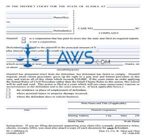 Complaint (Include 2 copies of signed form when filing with court)