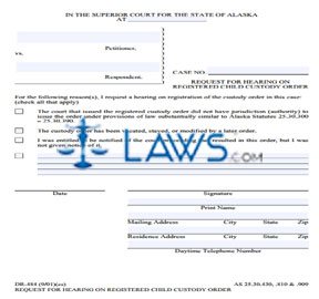 Request for Hearing on Registered Child Custody Order