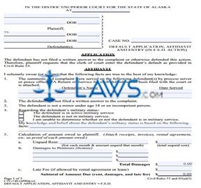Default Application Affidavit and Entry