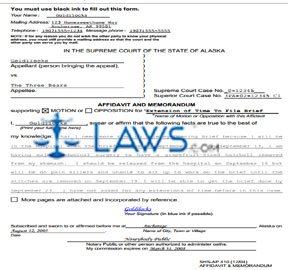 Sample Affidavit & Memorandum for Extension of Time