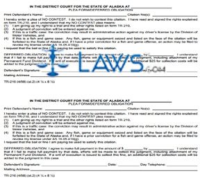 Plea Form (for mail-in-bail offenses only)