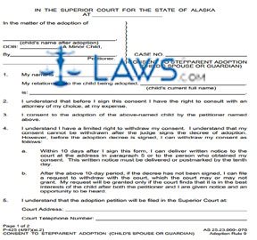 Consent to Stepparent Adoption (Child's Spouse or Guardian)
