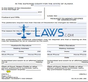 Request to Modify Decree of Dissolution and Order