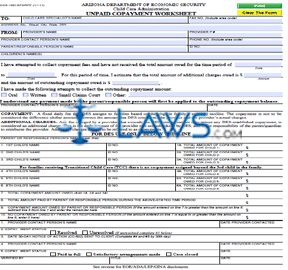 CCA-1021A Unpaid Co-payment Worksheet