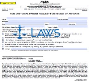 CSE-1158A Non-Custodial Parent Request for Review of Arrears