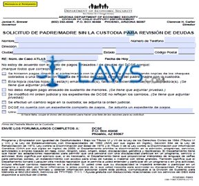 CSE-1158AS Solicitud De Padre/Madre Sin La Custodia Para Revisión De Deudas