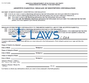 FC-173-FF Adoptive Parent(s)' Release of Identifying Information
