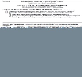 FC-174-FFS Autorización de la Madre/Padre Biológico para Compartir Información Identificadora