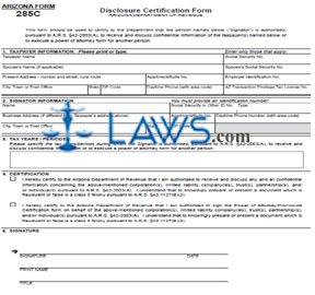 Form 285C Disclosure Certification Form