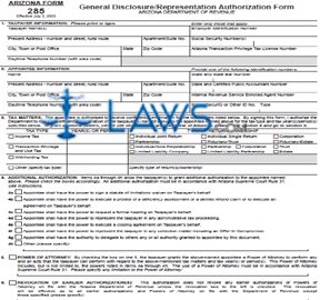 Form 285 General Disclosure/Representation Authorization Form (replaces 72-0105)