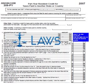 Form 309PY Credit for Taxes paid to Another State or Country by a Part Year Resident