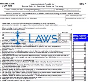 Form 309R Credit for Taxes Paid to Another State or Country