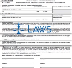 Form 821-PSC Withholding Tax Payroll Service Company Authorization