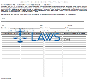 Form 82354 Request to Combine Common Area Parcel Numbers
