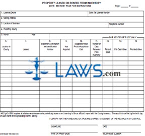 Form 82527 Property Leased or Rented from Inventory