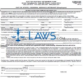 Form EOSS: Out of State/Federal Service Affidavit