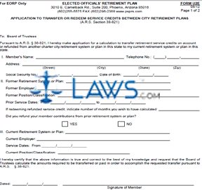 Form U2: Application To Transfer or Redeem Service Credits Between Arizona Retirement Plans