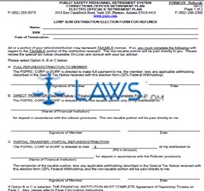 Form U3: Refunds: Lump Sum Distribution Election